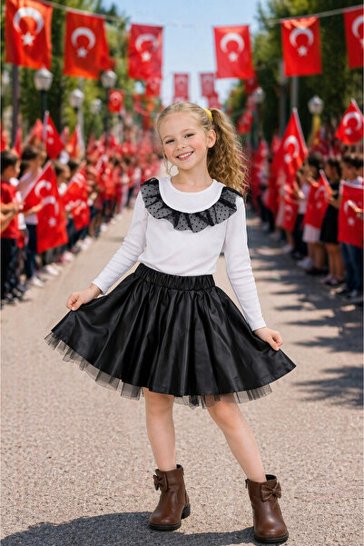 HER ŞEY NOTA www.herseynota.com Κοριτσίστικο Σετ Φούστας με Βολάν, Λεπτομερή ...