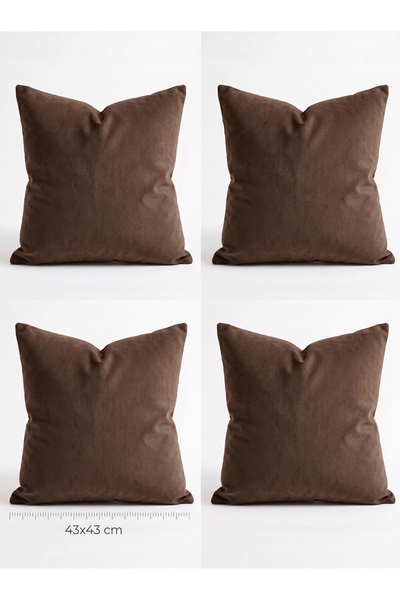 Bercem Home Πολυτελές καφέ βελούδινο διακοσμητικό σετ μαξιλαριών (4 τεμαχίων)...