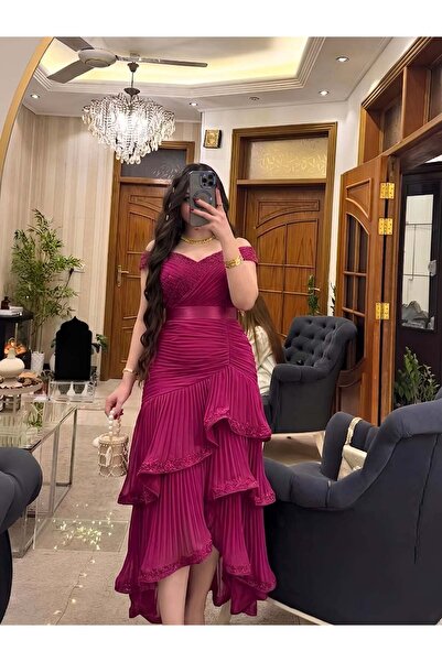 Mazon Fashion Soft Evening Dress with Ruffled Edges