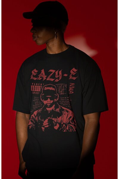 SEVBANO Tricou supradimensionat unisex cu imprimeu frontal Eazy-E N.W.A Rappe...