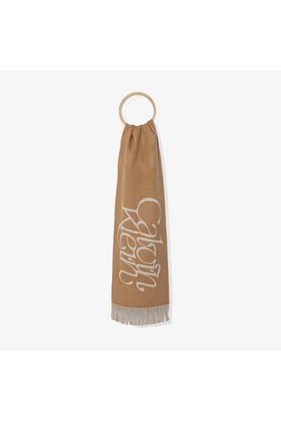 Calvin Klein Scripted Logo Brushed Wool Erkek Bej Atkı