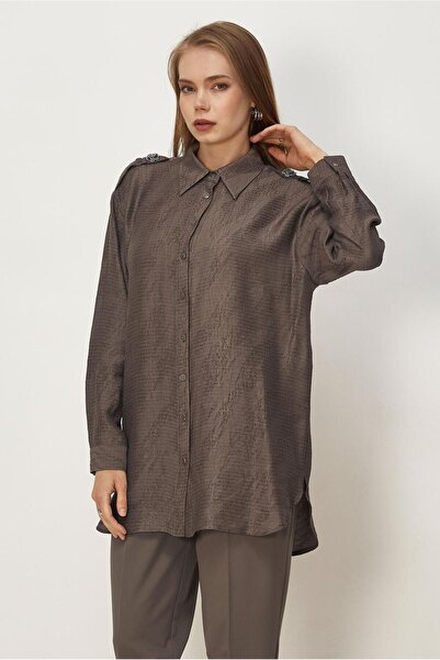 Alvina Shirt Collar Jacquard Tunic 46569