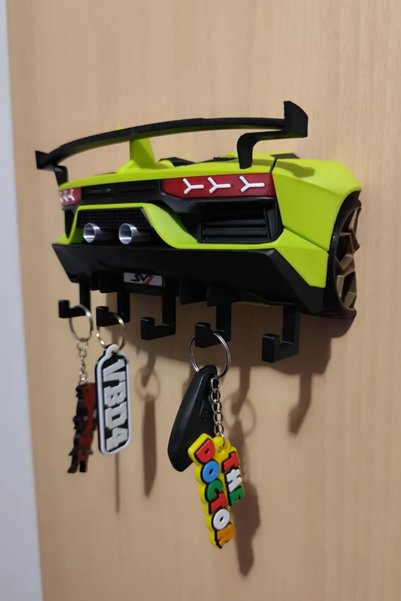 Genç 3D Lamborghini Aventador SVJ Anahtarlık Askısı - Duvar Tipi Süper Spor A...