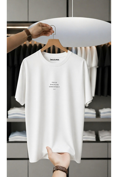 İnazuma Outdoors Tricou alb unisex, supradimensionat, din bumbac imprimat, cu...