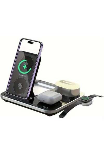 TERRION R12 4-in-1 Wireless Charger Hub, Auto-Lift Stand, RGB Sound Glow, Fas...