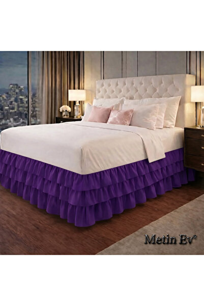 METİNEV 100% Cotton Satin Ruffled Bed Skirt – Luxurious and Elegant Design