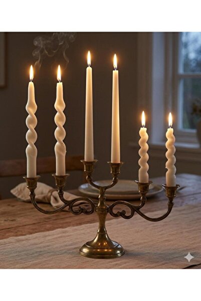 SCA CANDLE Dekoratif Soy Mum Şamanlık Mum Burgulu mum +Düz mum Toplam 6 parça...