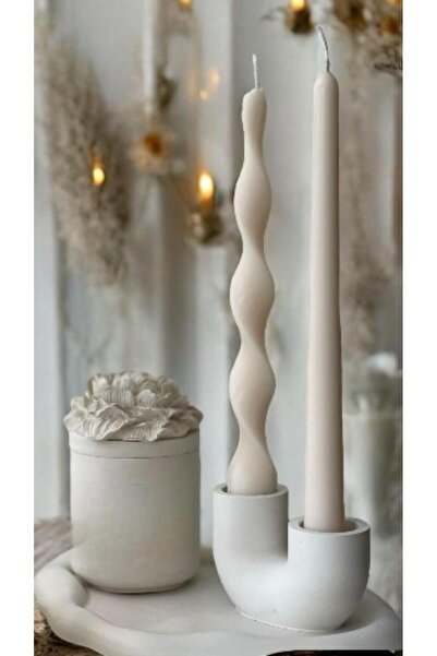 SCA CANDLE Dekoratif Mum şamdanlık mum 2 Adet burgu Mum + duz mum +Tepsi teps...