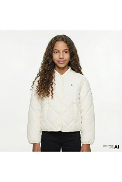 Tommy Hilfiger Quilted Çocuk Beyaz Ceket