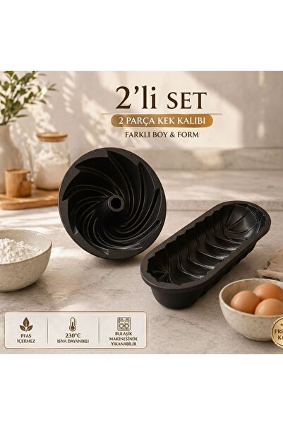 CHEFTİME Premium 2'li Siyah Rüzgar&Baton Döküm Kek Kalıbı