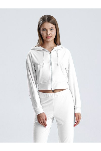 Fer Valiant Women's French Velvet Basic Crop Cardigan