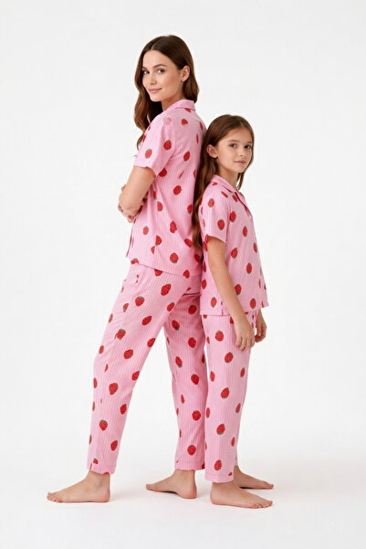 ARN HOMEWEAR Σετ πιτζάμες μιλανέζικου τύπου με σχέδιο φράουλας για μητέρα και...