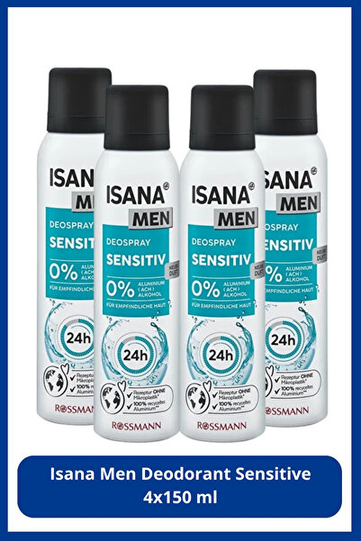 ISANA MEN Deodorant Sensitive 4x150 ml