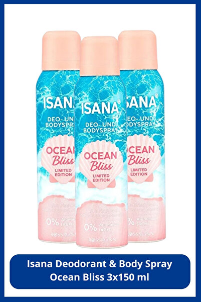 ISANA Deodorant & Body Sprey Ocean Bliss 3x150 ml