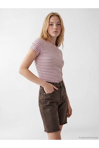 LC Waikiki Tricou cu dungi pentru damă, cu gât crew