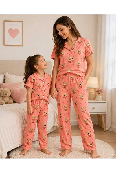 ARN HOMEWEAR Σετ πιτζάμες με σχέδιο αρκουδάκι για μαμά και κόρη (η τιμή είναι...