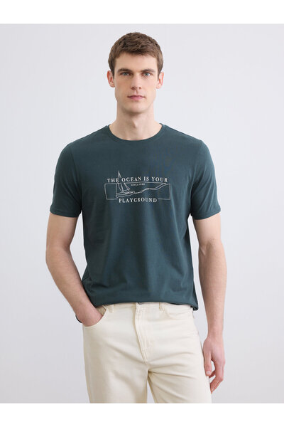 LC Waikiki Ανδρικό T-shirt με στρογγυλή λαιμόκοψη και στάμπα