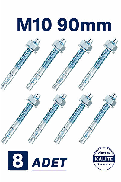 Badem10 Klipsli Çelik Dübel M10x90 mm 8 Adet Set Dayanıklı Metal Gövde Beton ...