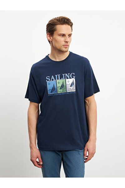 LC Waikiki Ανδρικό T-shirt με στρογγυλή λαιμόκοψη και στάμπα