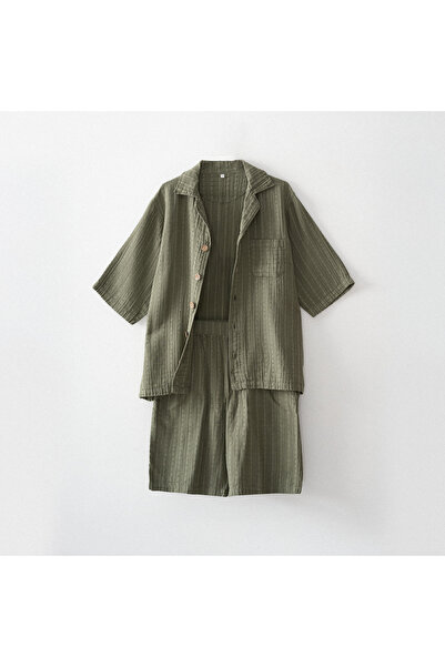 Ecocotton Ανδρικό σετ πιτζάμες με σορτς Zeyna, 100% οργανικό βαμβάκι, πράσινο...