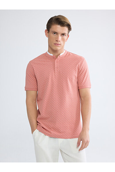 LC Waikiki Grandad Collar Printed Men's Pique T-Shirt