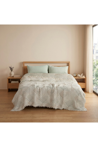 Shopyteks Κάλυμμα κρεβατιού από 100% βαμβάκι, 5 στρώσεων, γεμισμένο με μουσελ...