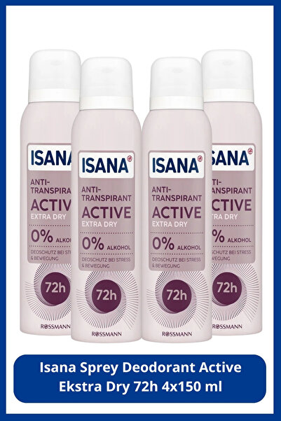ISANA Sprey Deodorant Active Ekstra Dry 72h 4x150 ml