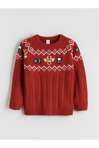 LC Waikiki New Year Themed Boys' Knit Sweater