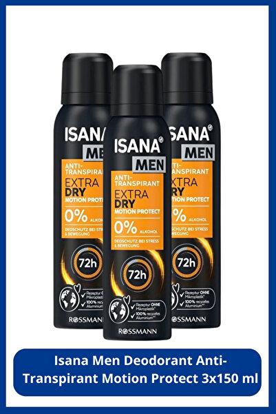 ISANA MEN Deodorant Anti-Transpirant Motion Protect 3x150 ml