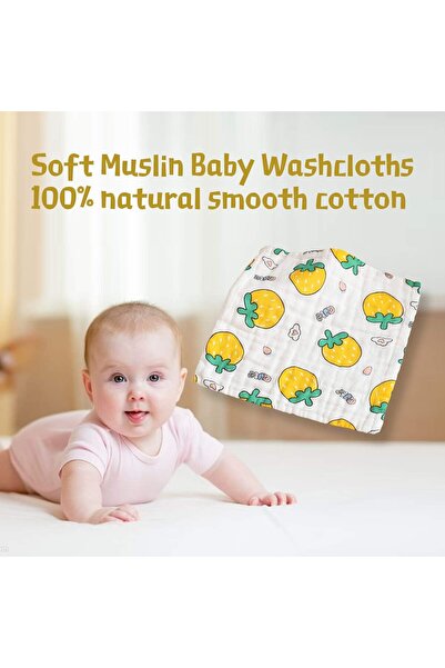 Best Ladies (5 Packs) Muslin Baby Washcloths Infant Soft Face Towels Bibs for Newborn Reusable Wipes for Sensiti