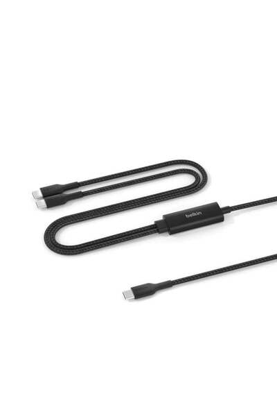 Belkin CAC004HQ1.5MBK كابل Boostcharge Pro 140W من USB-C إلى USB-C مزدوج مضفر...