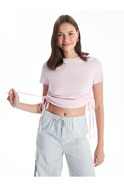 LC Waikiki Tricou de damă cu mânecă scurtă uni cu decolteu triplu
