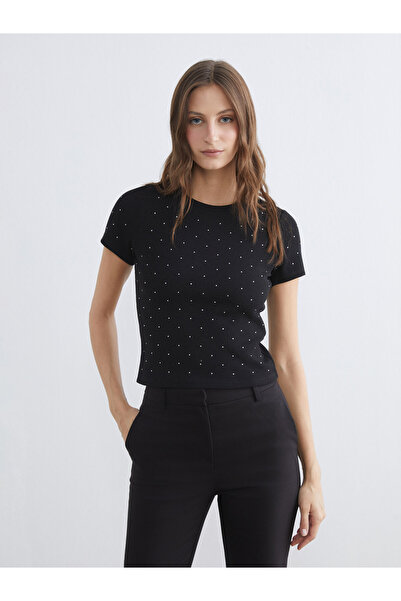 LC Waikiki Women's Stone Embellished Crew Neck Bodysuit