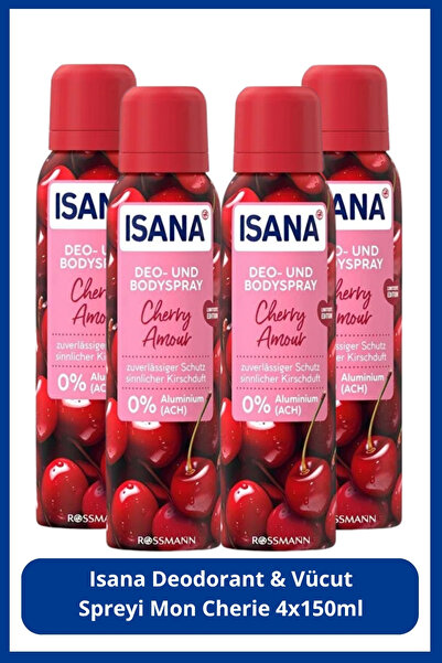 ISANA MEN Isana Deodorant & Vücut Spreyi Mon Cherie 4x150 ml