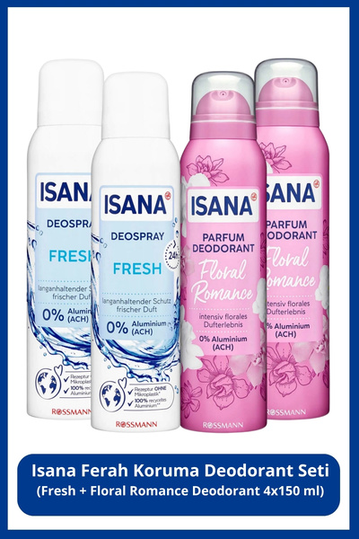 ISANA Ferah Koruma Deodorant Seti: Fresh + Floral Romance Deodorant 4x150 ml