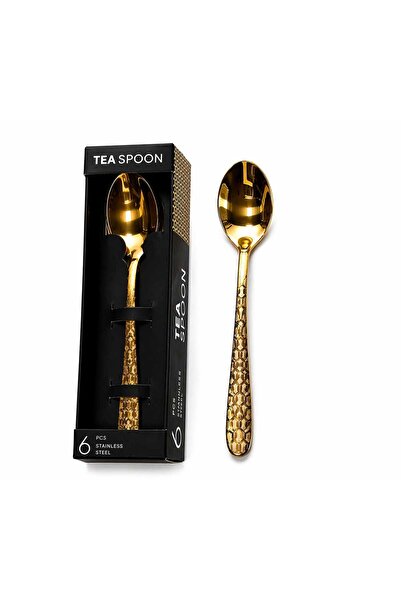 GENERAL Κομψό σετ 6 κουταλιών γλυκού/μαχαιροπίρουνων με χρυσή επιμετάλλωση, ι...