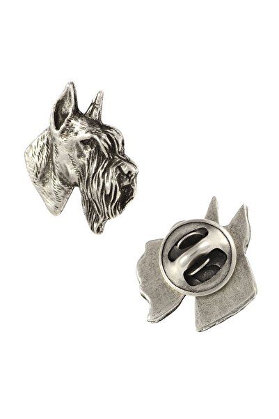 Art - Dog Schnauzer II - Broșă câine placată cu argint, ac elegant, decorațiu...