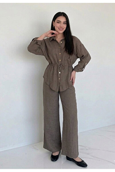 My Blog Σετ Πουκάμισο και Παντελόνι Σκούρο Καφέ - 51311