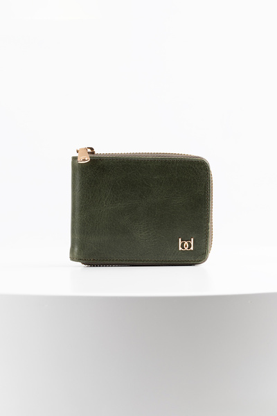BAYDERİ Δερμάτινο πορτοφόλι Westi με οριζόντιο φερμουάρ Crazy Green