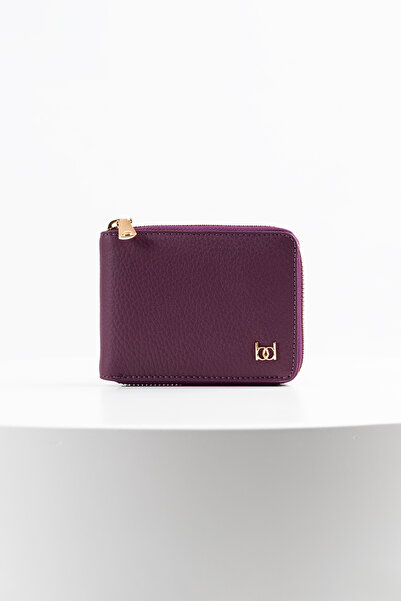 BAYDERİ Δερμάτινο πορτοφόλι Westi με οριζόντιο φερμουάρ, μωβ