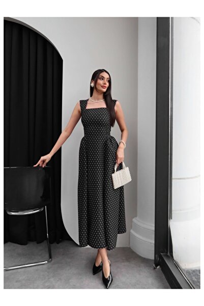 ESRAHELVACI Πουά Φόρεμα Μίντι με Χοντρές Τιράντες