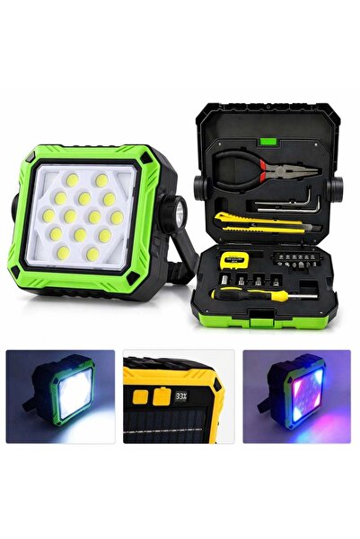 JML1 Lampă solară LED portabilă 17,9 x 15 cm, Multifuncțională cu trusă de sc...