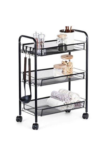 OEM Metal Storage Trolley with 3 Levels, Black