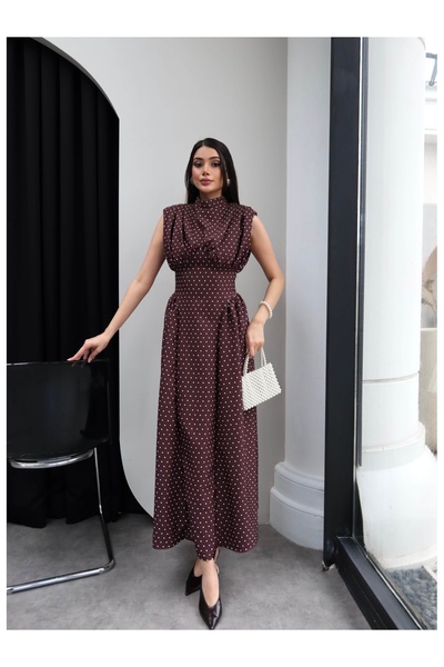 ESRAHELVACI Πουά Φόρεμα με μηδενικά μανίκια με σχέδιο Με βάτες