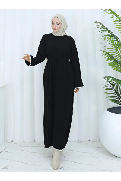 TATULA Lightweight and Comfortable Waist Belted Knitwear Dress