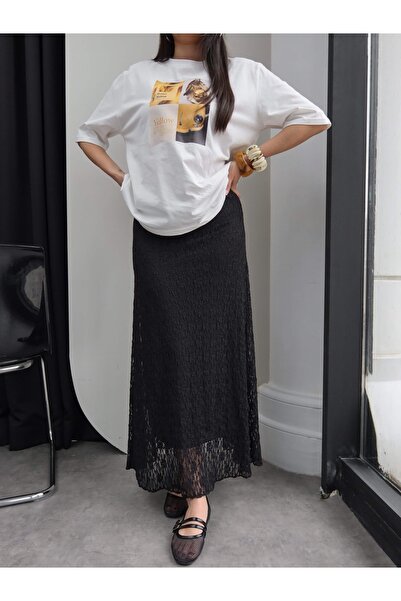 ESRAHELVACI Φούστα μακριά με επένδυση από γκιπούρ