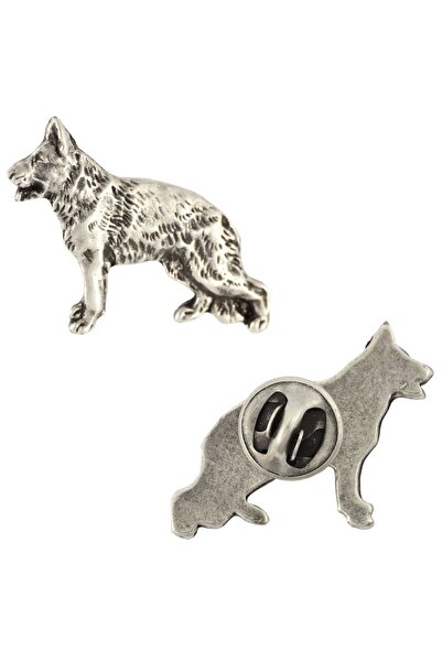 Art - Dog Câine Ciobănesc German - Broșă câine placată cu argint, ac elegant,...