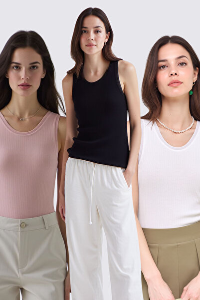 Pearlune Women's 3-Piece Soft Textured Viscose Standard Fit Daily Undershirt ...