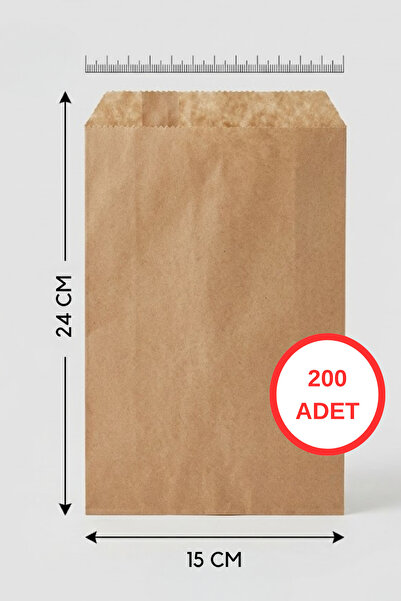 Lina Ticaret Pazarlama 200 Adet Kraft Kağıt Dipsiz Kese Kağıdı 15 x 24 cm Gıd...