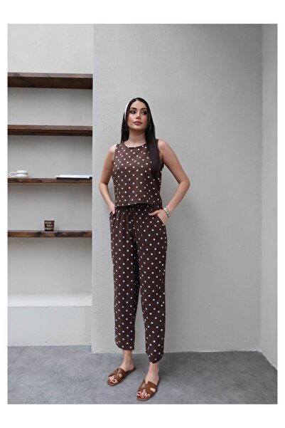 ESRAHELVACI Polka Dot Zero Sleeve Comfortable Blouse Set